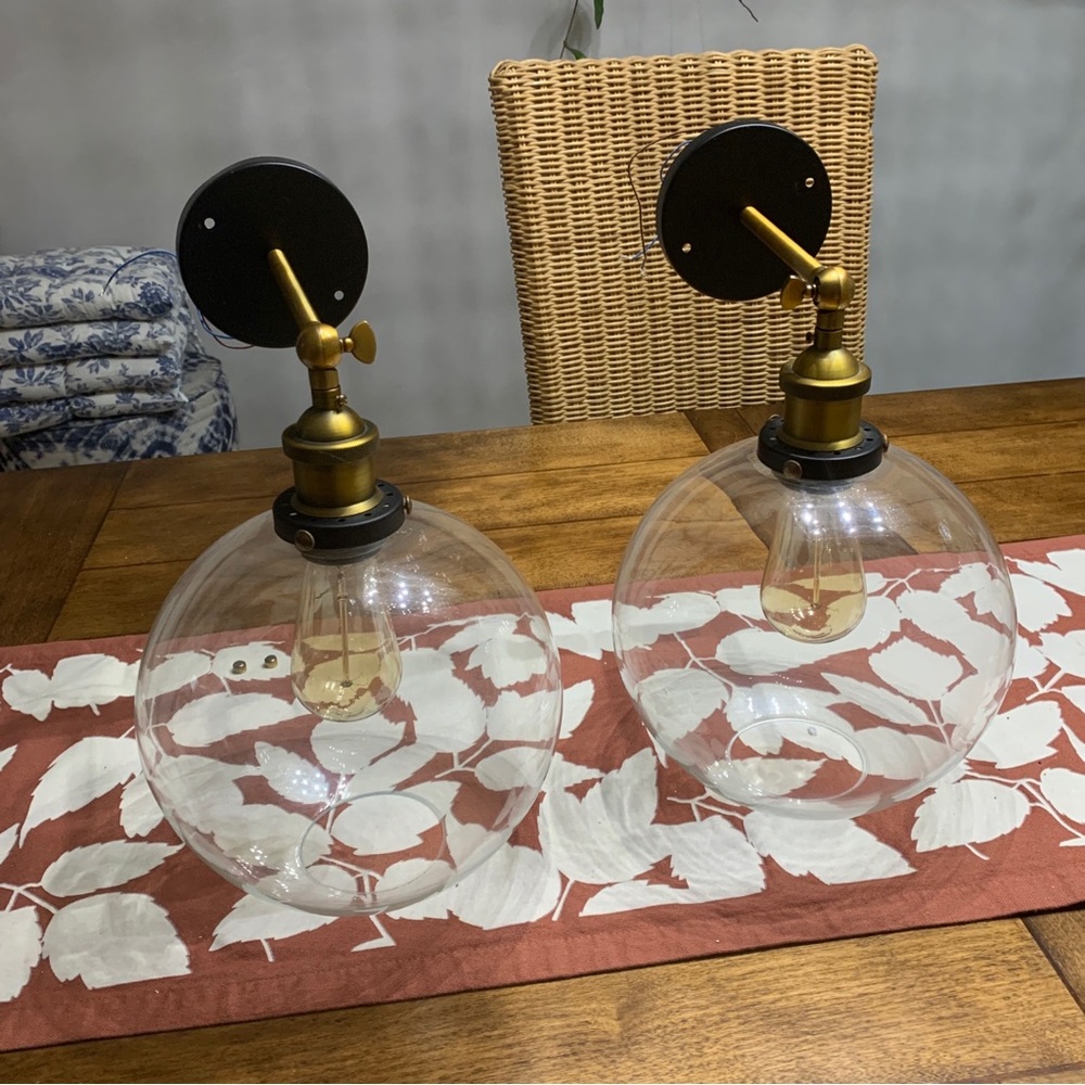 Beautiful clear glass and gold wall sconces set of 2